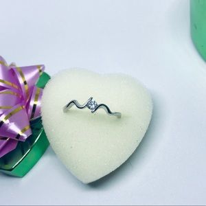 Vintage NEW Dainty CZ Silver Plated Ring Vintage Deadstock Minimalist